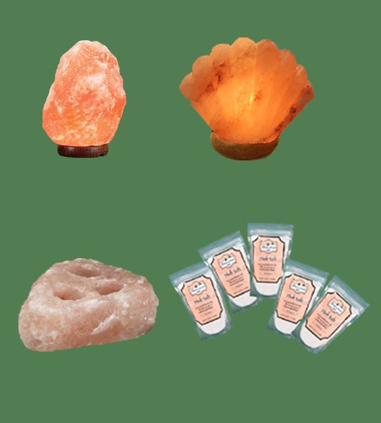 Himalayan Salt Lamps 1 Micro + 1 Seashell + 1 Votive Candle Holder 3 hole plate + 5 Pink Fine Gourmet salt 500g